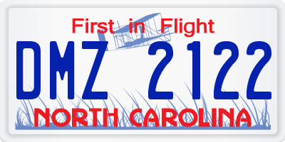 NC license plate DMZ2122