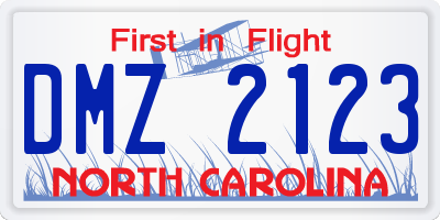 NC license plate DMZ2123