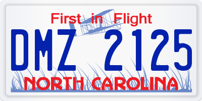 NC license plate DMZ2125