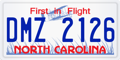 NC license plate DMZ2126