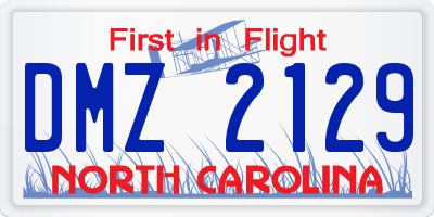 NC license plate DMZ2129