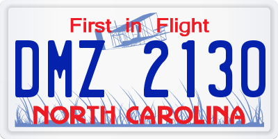 NC license plate DMZ2130