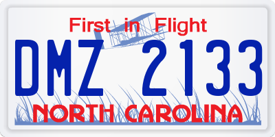 NC license plate DMZ2133