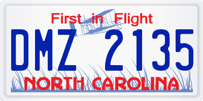 NC license plate DMZ2135