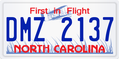 NC license plate DMZ2137