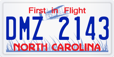 NC license plate DMZ2143