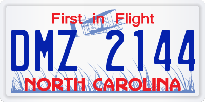 NC license plate DMZ2144