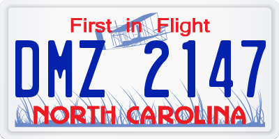 NC license plate DMZ2147