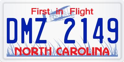 NC license plate DMZ2149