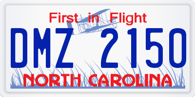 NC license plate DMZ2150