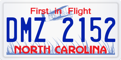 NC license plate DMZ2152