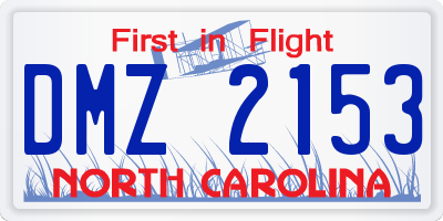 NC license plate DMZ2153