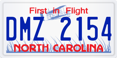 NC license plate DMZ2154