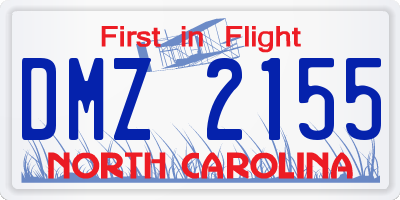 NC license plate DMZ2155