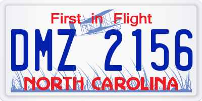 NC license plate DMZ2156