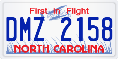 NC license plate DMZ2158
