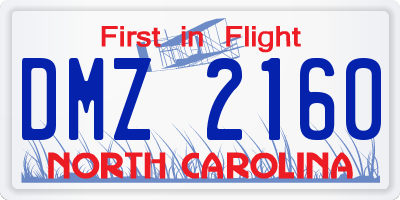 NC license plate DMZ2160