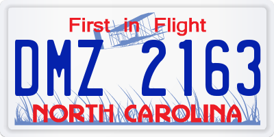NC license plate DMZ2163