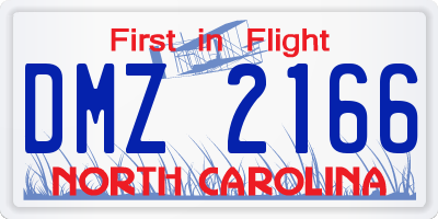 NC license plate DMZ2166