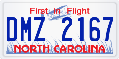 NC license plate DMZ2167