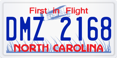 NC license plate DMZ2168