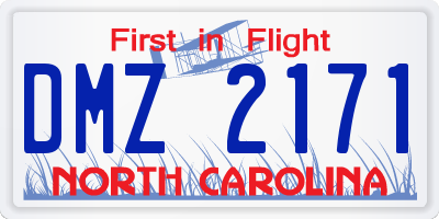 NC license plate DMZ2171