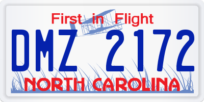 NC license plate DMZ2172