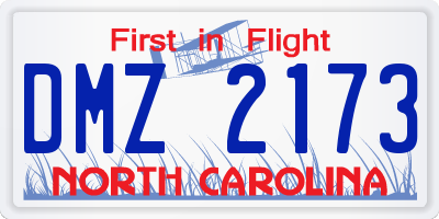 NC license plate DMZ2173