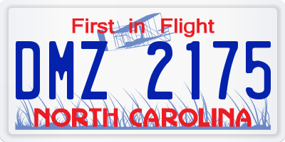 NC license plate DMZ2175