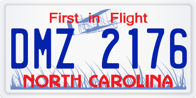 NC license plate DMZ2176