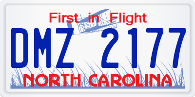 NC license plate DMZ2177