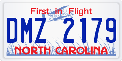 NC license plate DMZ2179