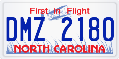 NC license plate DMZ2180