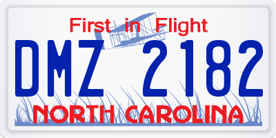 NC license plate DMZ2182