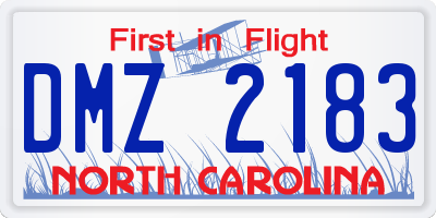 NC license plate DMZ2183