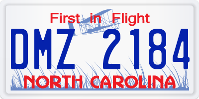 NC license plate DMZ2184