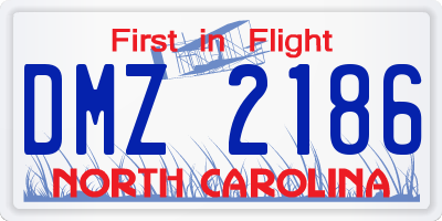 NC license plate DMZ2186