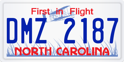 NC license plate DMZ2187