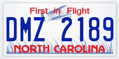 NC license plate DMZ2189