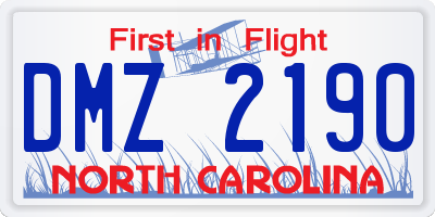 NC license plate DMZ2190