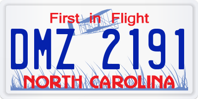 NC license plate DMZ2191