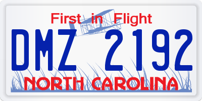 NC license plate DMZ2192