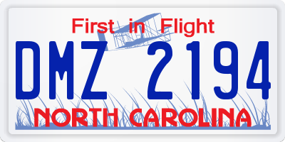 NC license plate DMZ2194