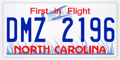 NC license plate DMZ2196