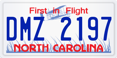 NC license plate DMZ2197