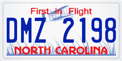 NC license plate DMZ2198