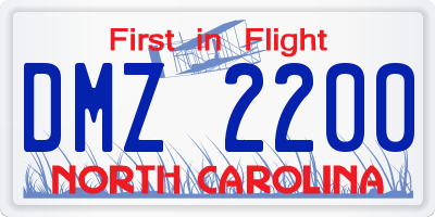 NC license plate DMZ2200