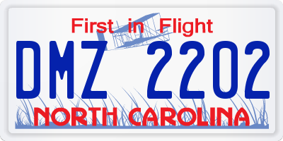 NC license plate DMZ2202