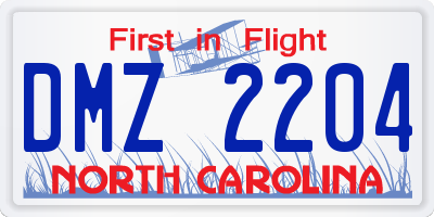 NC license plate DMZ2204