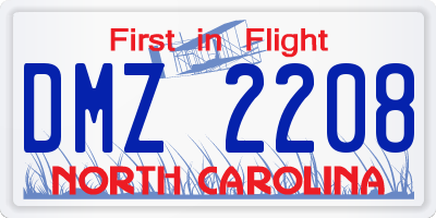 NC license plate DMZ2208